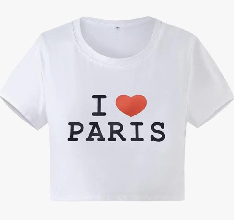 New European and American Spice Girls alphabet-printed navel top summer round neck pullover slim shoulder sleeves short T-shirt
