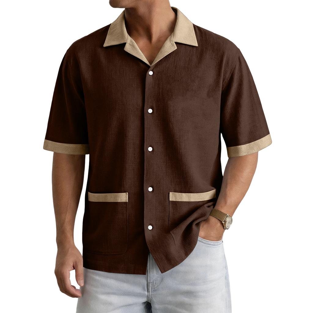 Men's Summer Casual Short Sleeve Shirt Multi Pocket Button Down Collar Lightweight Breathable Fabric Relaxed Fit