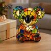 Cozy Warm Light for Reading Vintage Stained Glass Style Desk Lamp Cute Animal Night Light Decorative Room Ambient Lighting Lamp Bedroom Bedside Kids