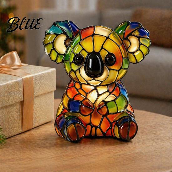 Cozy Warm Light for Reading Vintage Stained Glass Style Desk Lamp Cute Animal Night Light Decorative Room Ambient Lighting Lamp Bedroom Bedside Kids