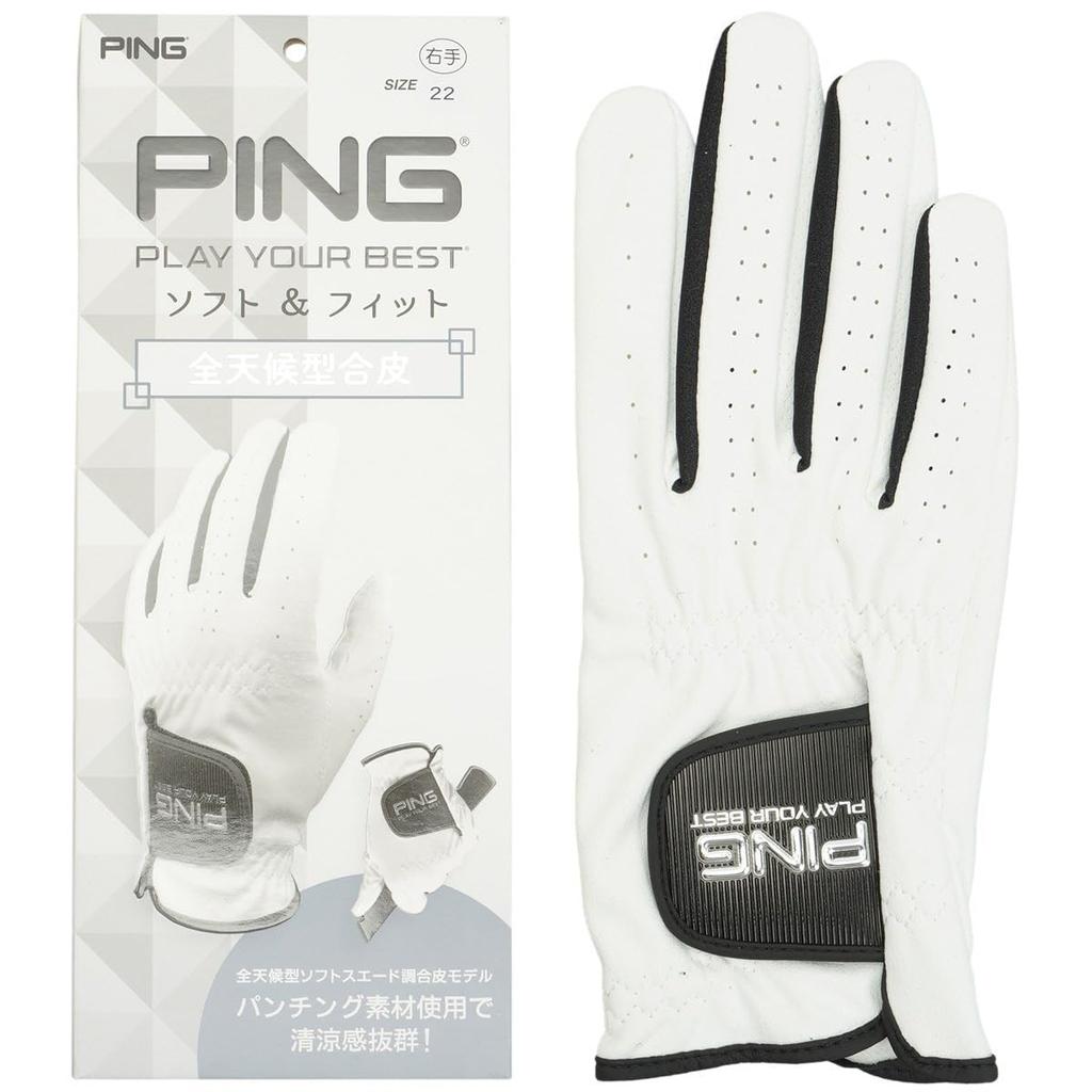 PING Synthetic 24cm Glove, Leather, Left-Handed, White,