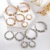 Vintage Metal Hoop Earring Exaggerated Jewelry Gift New Bamboo Circle Earrings Set  for Women
