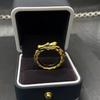Adjustable Open Ring Men Women Vintage Bronze Gold Plated Dragon Motif Geometric Statement