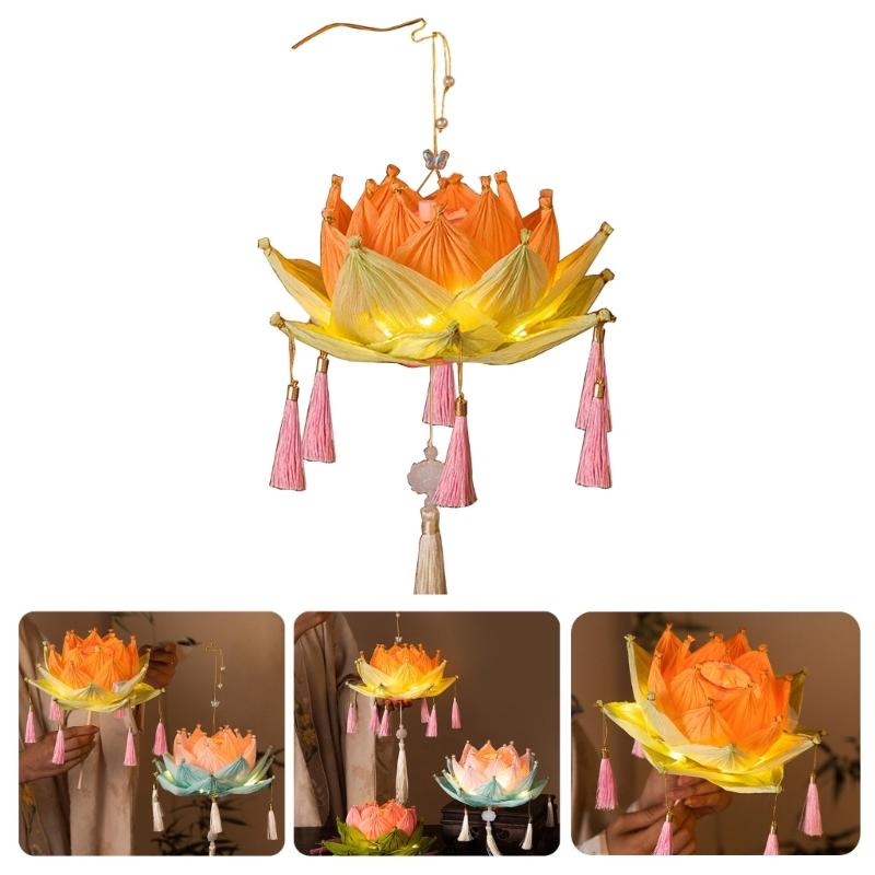 Flower Lamp Decoration Handheld Flower Light Accessory for Hanfu Dresses Up and Celebration