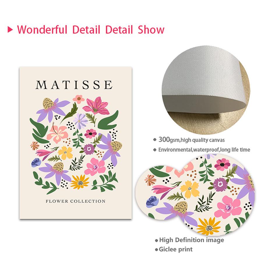Lila Henri Matisse Daisy Line Coral Botanische Poster und Drucke Wandkunst Leinwandgemälde für Wohnzimmer dekorative Bilder