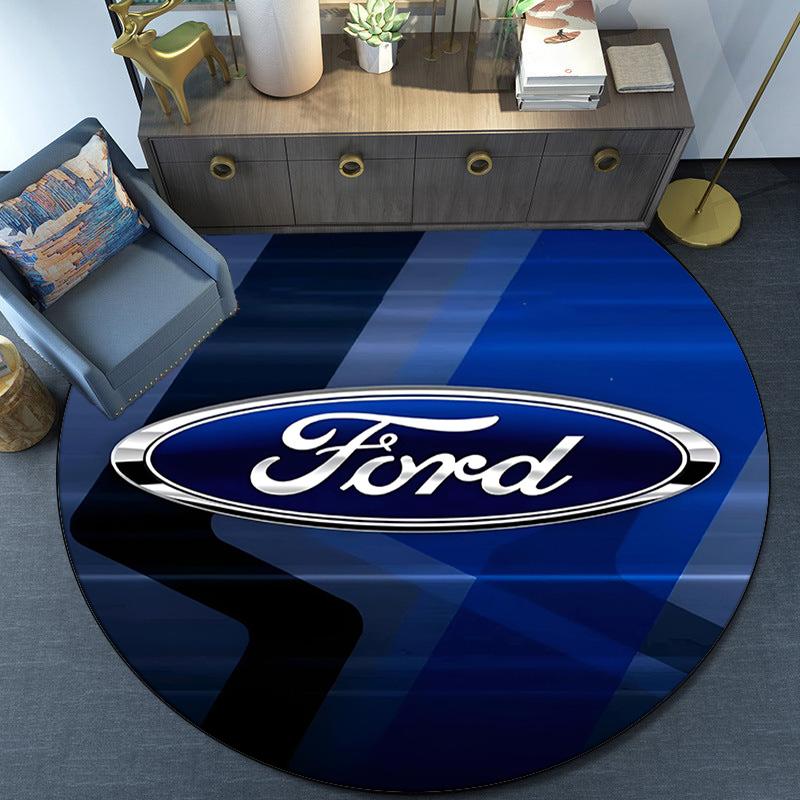 Ford Emblem Design Round Rug for Livingroom,Bedroom, Palyroom, Chair Rug, Area Rug, Circle Carpet, Fan Christmas Gift