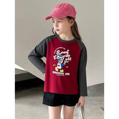 27Home Autumn New Children's Clothing Girls' Cotton Cartoon Print Long Sleeve T-Shirt Baby Clothes