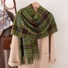 Scarf Women'S Winter Imitation Cashmere Plaid Fashionable And Versatile Warm Student Ins Tassel Shawl