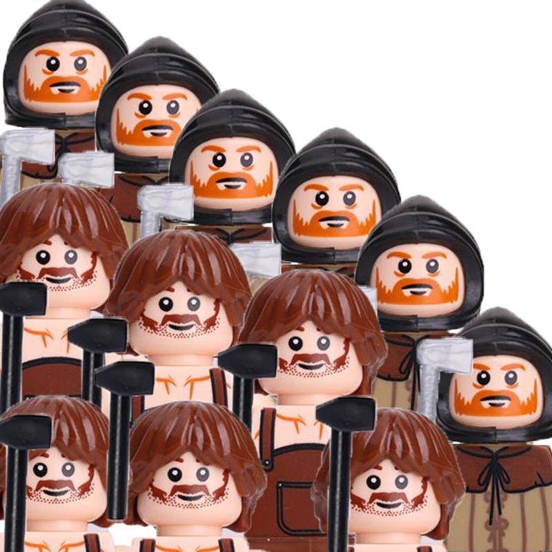 Kompatybilne MOC Średniowieczne Klocki Budowlane Postacie Żołnierze Smoczy Rycerze Czarny Lew Orzeł Zabawka Prezent Klocki Rolnik Żołnierz X048