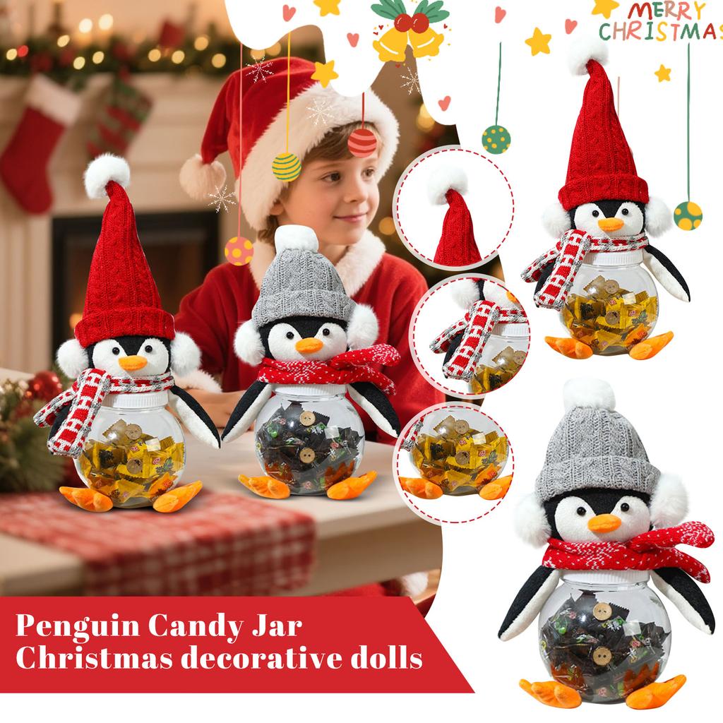 Penguin Candy Jar, Christmas Decorations Figurine Doll