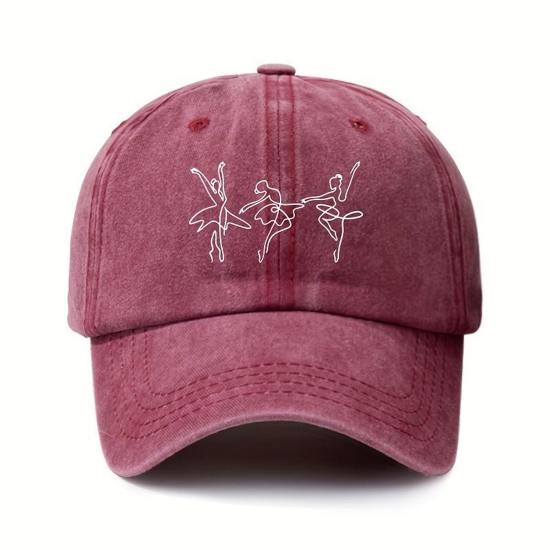 Ballet Dancers Line Art Washed Baseball Cap Adjustable Cotton Vintage Outdoor Sun Hat