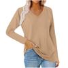 Women's Elegant V-Neck Long Sleeve Casual Loose Top - Solid Color, Spring 2025 Collection