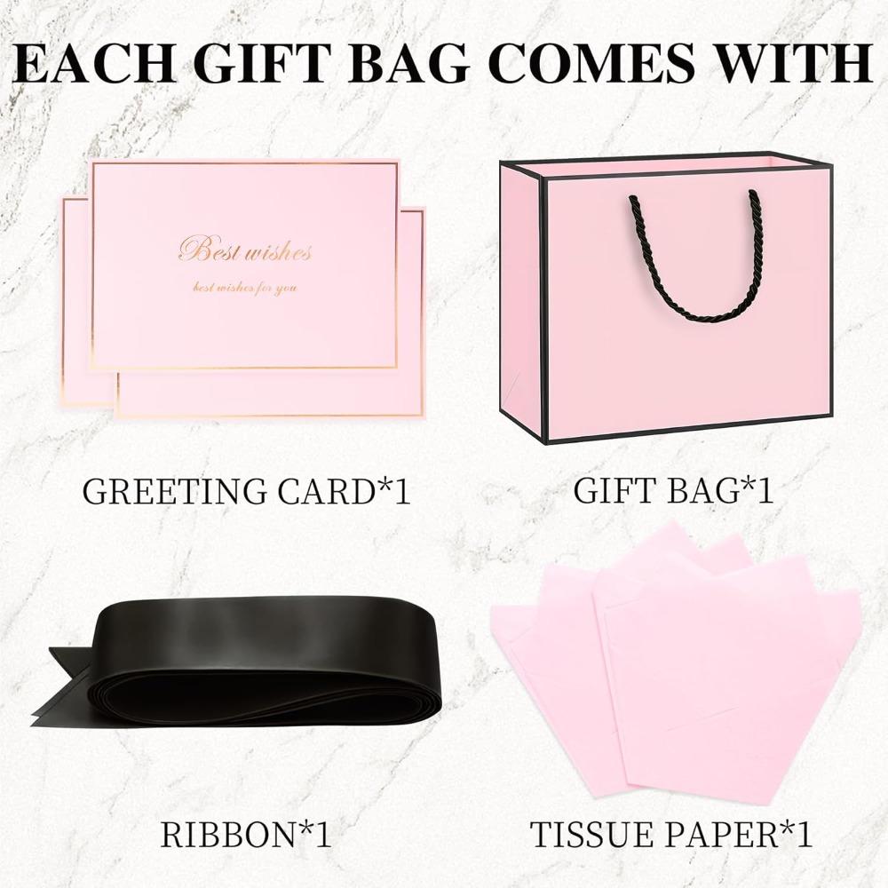 3pcs Gift Bags Large Gift Bags 1Pc Paper Gift Bag with 1 Tissue Paper 1 Greeting Cards and 1 Ribbon Present Bags with Handles Shopping Handheld Bag