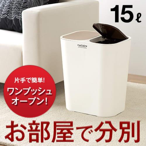 Asvel Trash Can with Lid, Bedroom/Living Room, 15L, Separate Waste Bin, Leclerc Collection W