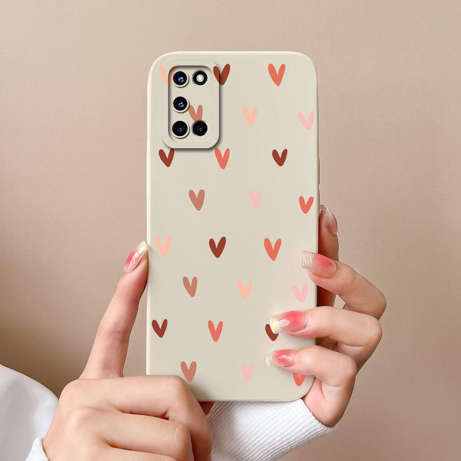 For Oppo A52 A72 A92 Case Butterfly Heart Simple Back Cover Soft Liquid Silicone Funda Camera Protection Anti Drop Phone Housing