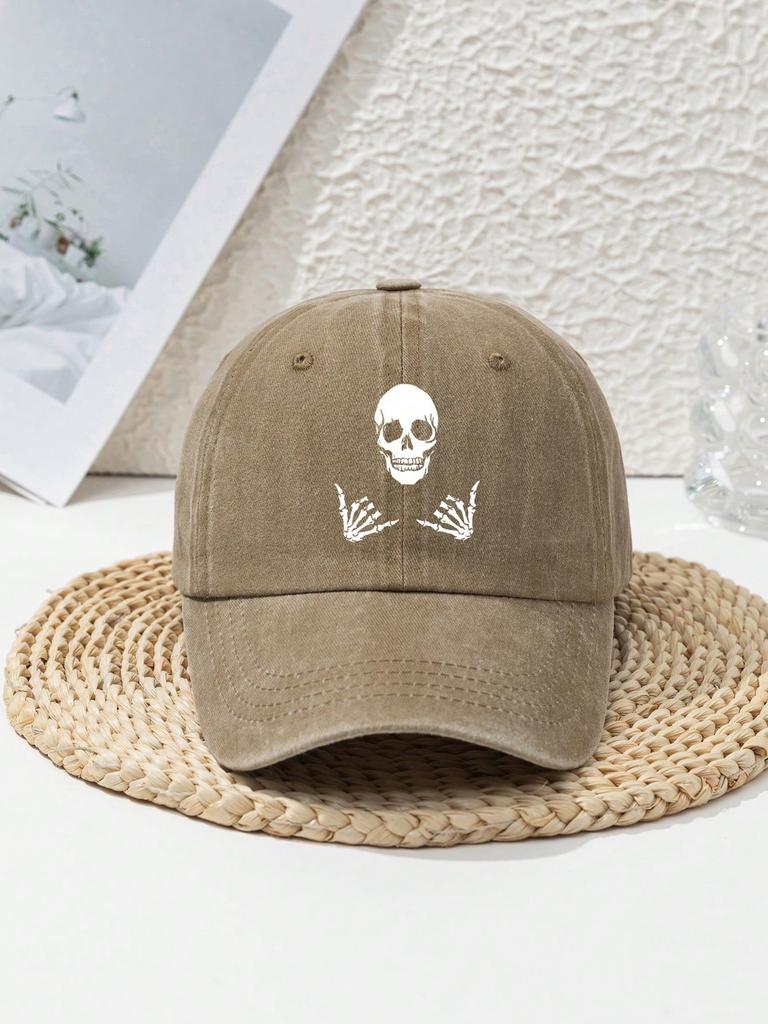 Skull print baseball cap for men and women, suitable for Halloween headwear decoration, daily casual duckbill cap