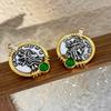 Classic Middle Women Girls Enamel Flower Earrings Ear Clip Vintage Elegant Lady High-end Party Banquet Accessories Jewelry