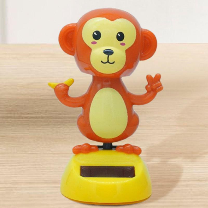 Solar Dancing Toys Swinging Red Monkey Doll Decor Auto Ornament Accessories With Solar Panels For Work Areas Homes Cars And