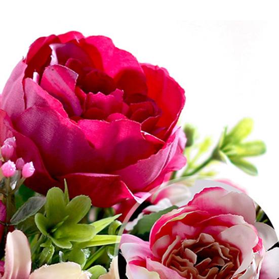 Simulierte Pfingstrose Realistischer Künstlicher Strauß mit Grünen Blättern Zweigen