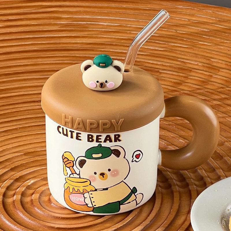 

Милая керамическая чашка с крышкой, подарочная коробка с изображением пары домашних животных, сувенир высокой ценности, креативный подарок 380ml