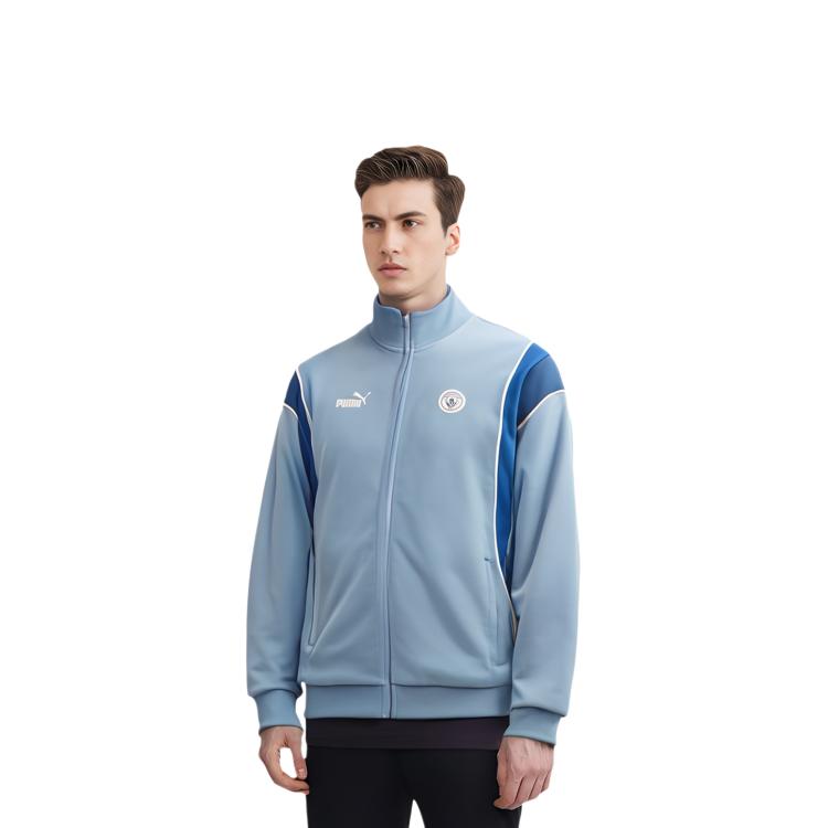 Puma Manchester City Ftbl Archive Letter Brand Logo Moisture Wicking Sports Stand Collar Jacket Men Jacket Racing-Blue 774391-15