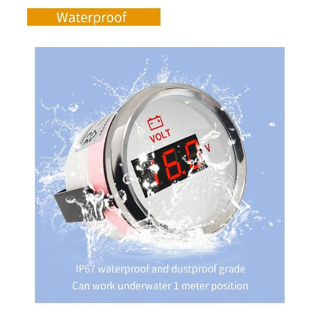 ELING 52mm 8-16V 16-32V 8-32V Waterproof Voltmeter Voltage Volt Gauge Universal for Car Truck Boat Car with Red Backlight