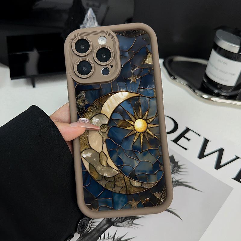 For iPhone 17 16 15 14 13 12 11 Pro Max Case Moon Sun Design Printed Silicone Cover For iPhone XS X XR 7 8 Plus 16e 17 Air Funda