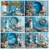 Mocsicka Photography Background Birthday Children Baby Shower Portrait Backdrop Blue Watchtower Ship Pattern Decors Photo Studio