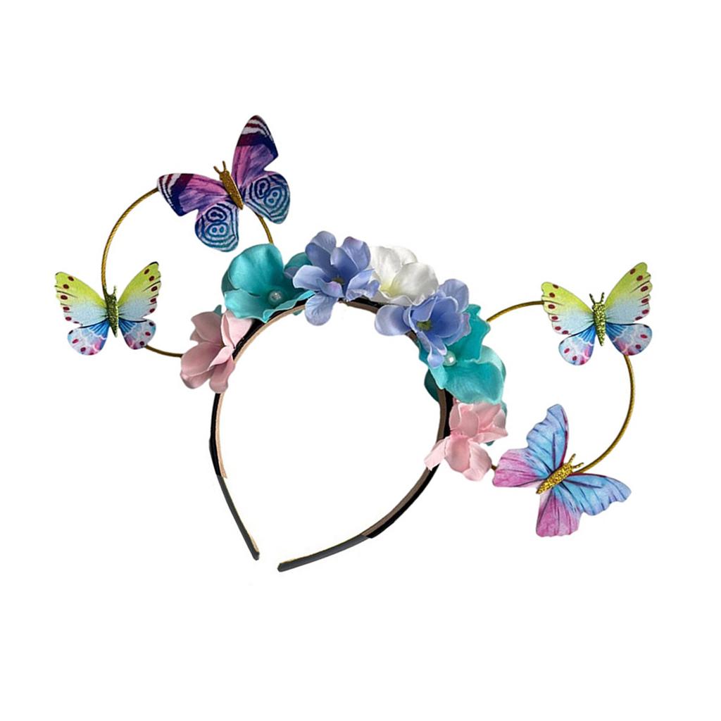 Floral Headbands For Kids And Girls Butterfly Crown Adjustable Flower Hair Accessories For Photography Props