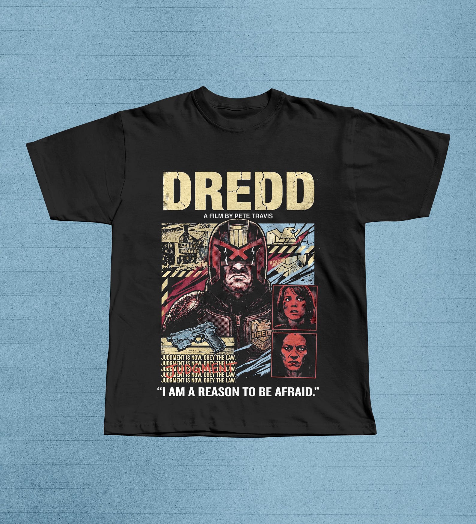 Dredd 2012 Movie Poster T-Shirt | Karl Urban Judge Dredd Mega City One Graphic Tee XL