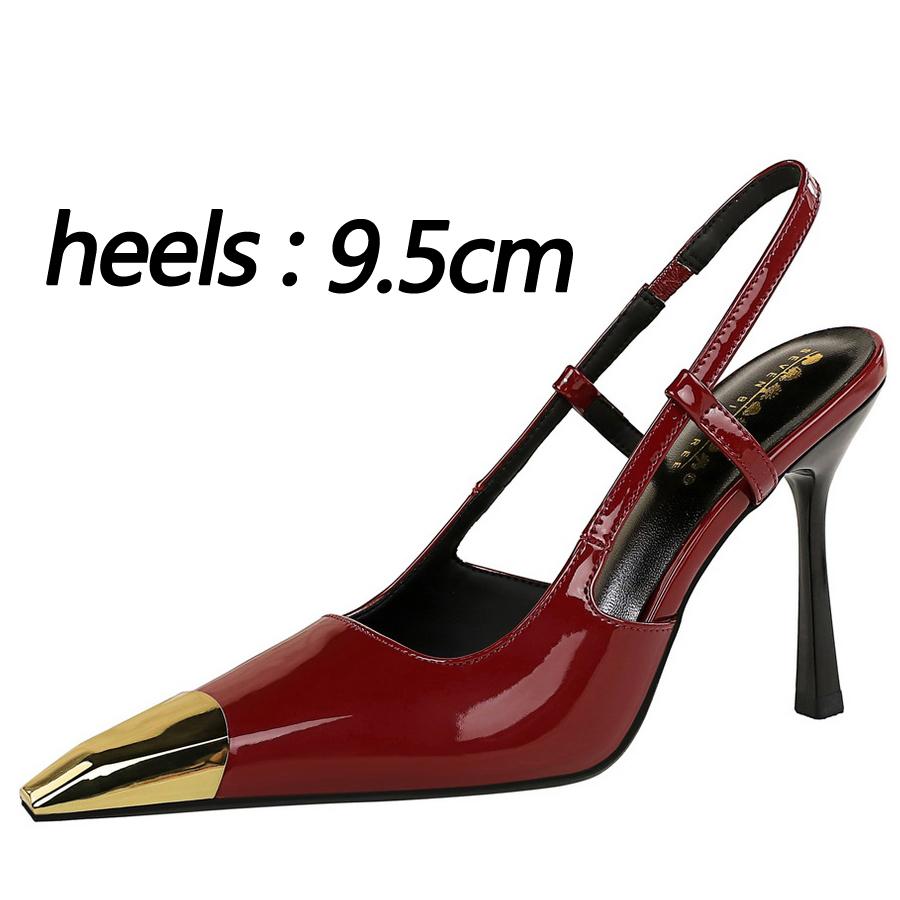 Summer Women's Sandals Leopard Print High Heels Metal Pointed Tip High Heeled Sandals Rear Empty Rear Strap Stiletto Heels Lady