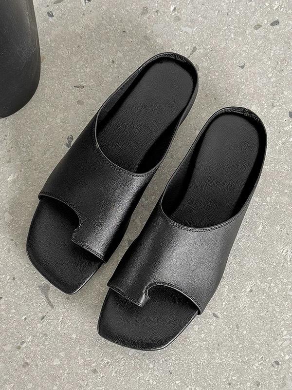 

Кожаные ретро нишевые туфли с закрытым носком, крутые шлепанцы, женская новая плоская сандалия 40