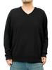 One Colors Plus Size Cashmere Touch Size 4L Men's V-Neck Sweater, Black,