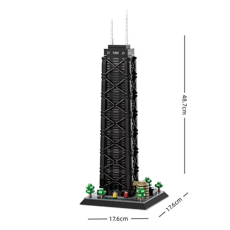 World Famous Architecture Chicago John Hancock Center Willis Tower Building Blocks Toys For Boys Adult Gifts 5250 1284PCS