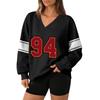 Women's Loose And Comfortable Letter V-neck Sportswear Long-sleeved Sweatshirt Daily Matching Clothes