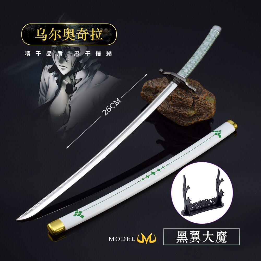 26cm Anime Weapon Kurosaki Ichigo Ban Kai Zangetsu Katana Cos Prop All Metal Samurai Swords Toy Knife Model Ornaments Gifts