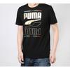 Puma Gold Foil Logo Print Short Sleeve T-Shirt Men Tops Black 586589-01
