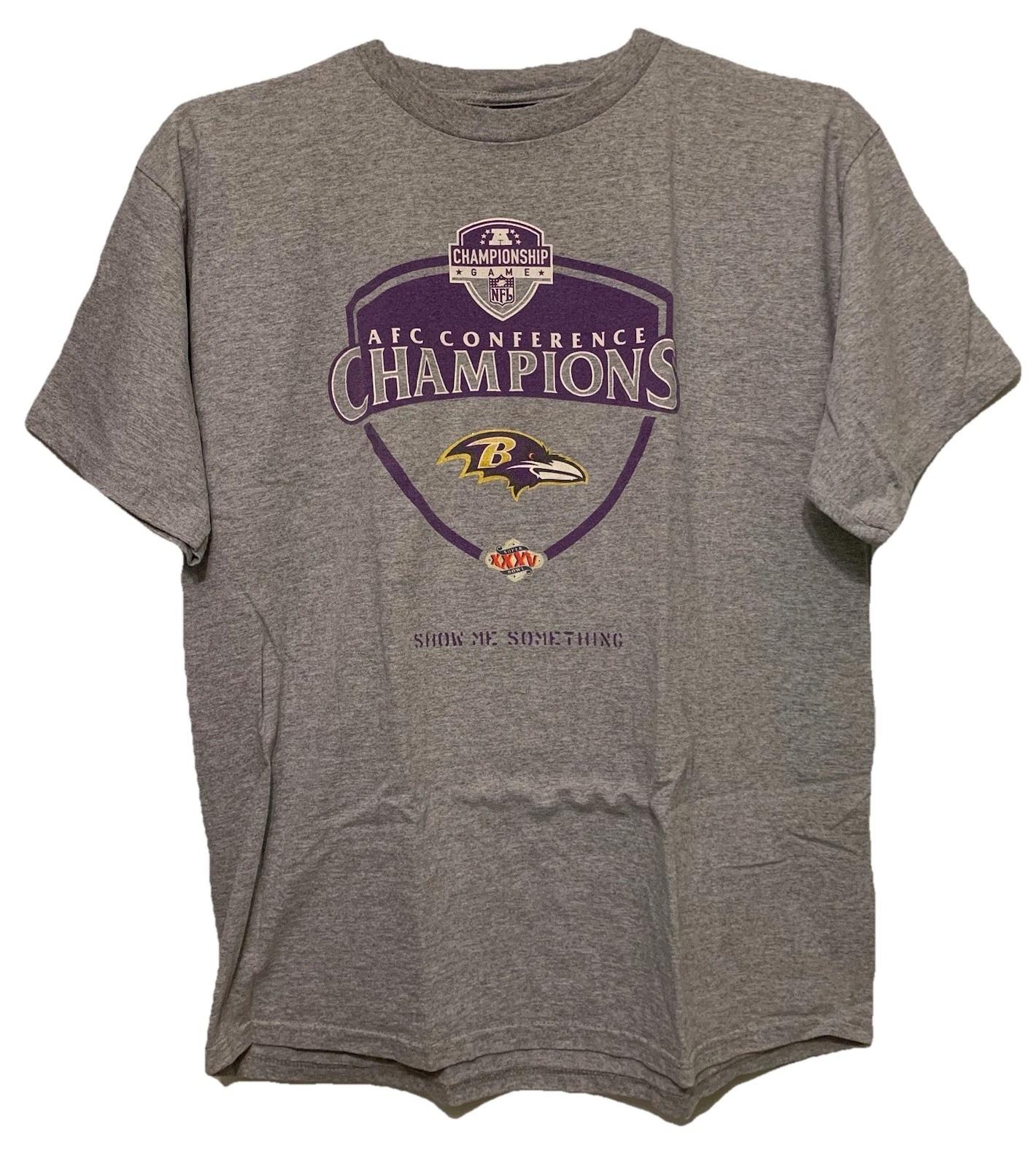Vtg 2001 Baltimore Ravens Super Bowl 35 T-Shirt Men’s L AFC Conference Champions 2XL