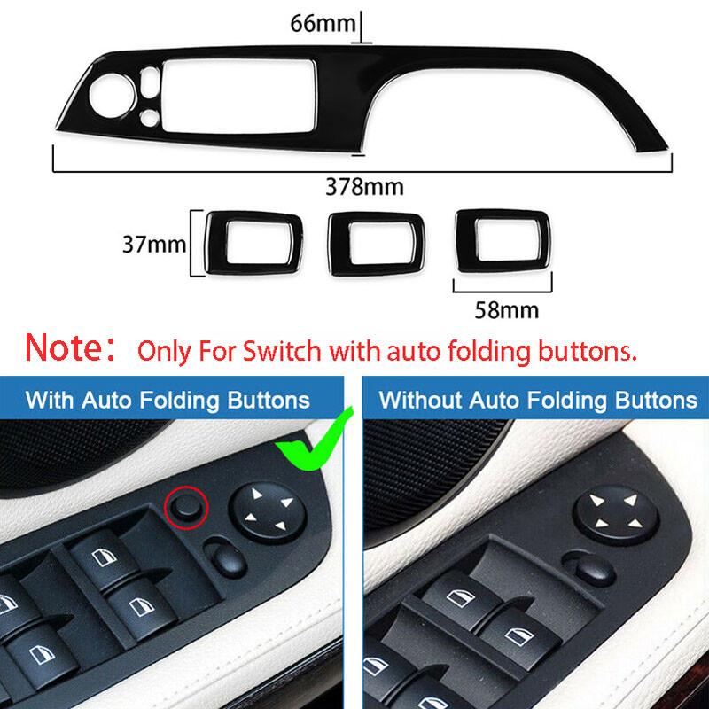 Piano Black Car Window Lift Switch Button Frame Cover For BMW 3 Series E90 E92 E93 2005-2012 with Auto Folding Button