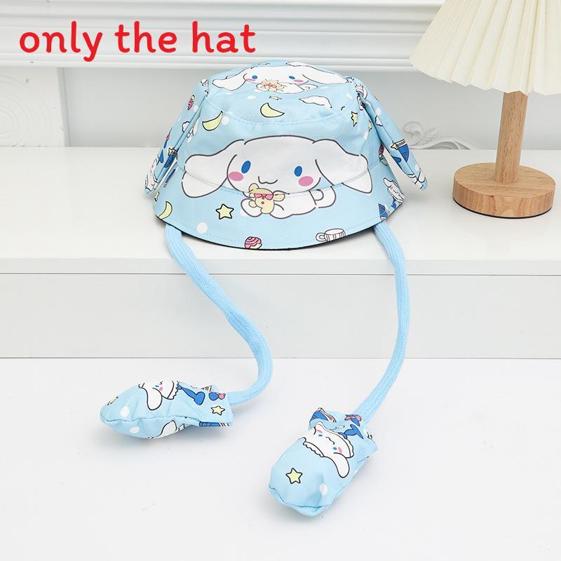 Cartoon Fisherman Hat For Kids With 3d Ears And Stitch Spider Man Print Design Summer Sun Protection Cotton Polyester