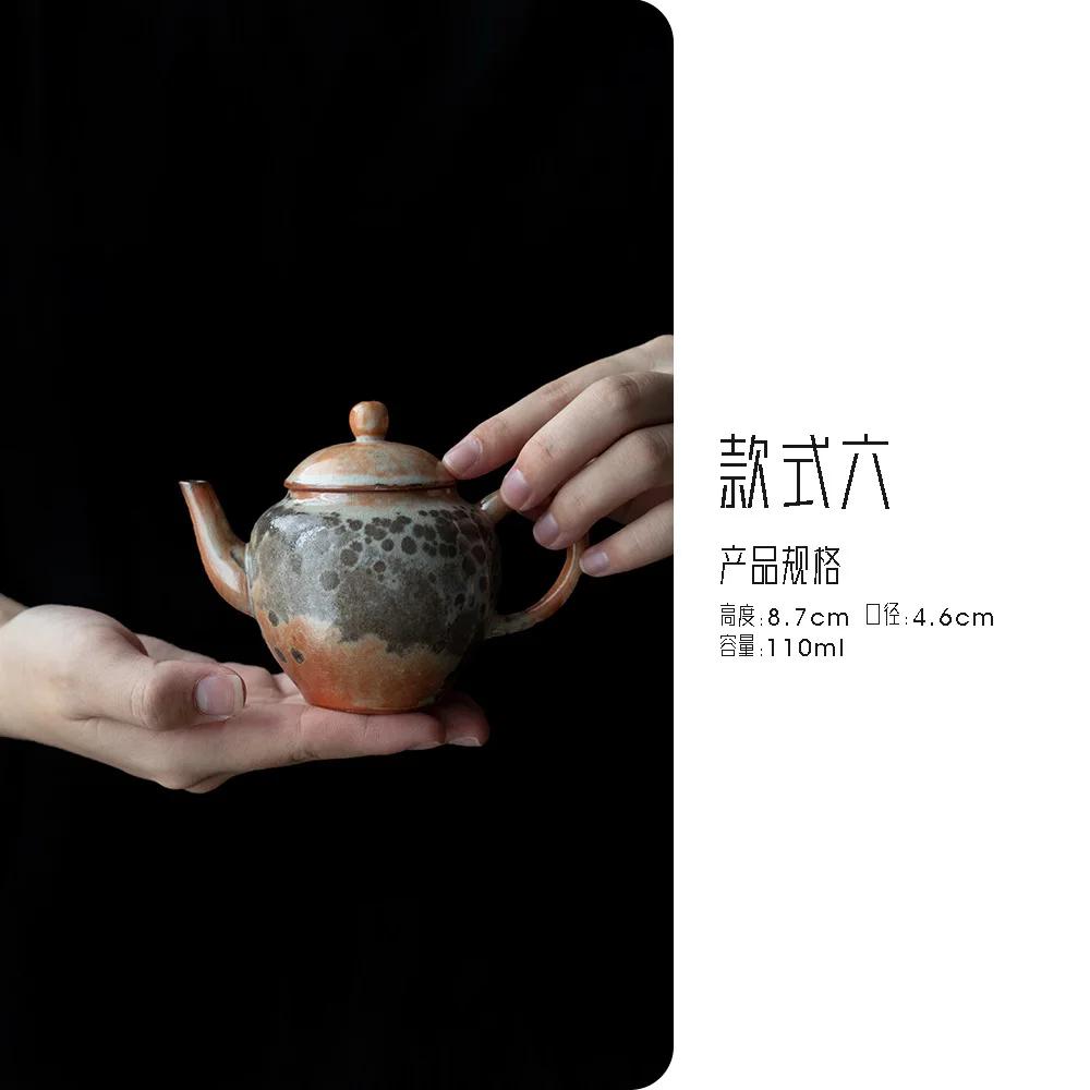 Japanese Ink Wood-fired Porcelain Teapot Retro Stoneware Scholar's Pot Chinese Tea Brewing Kettle Tea Ceremony Accessories Craft