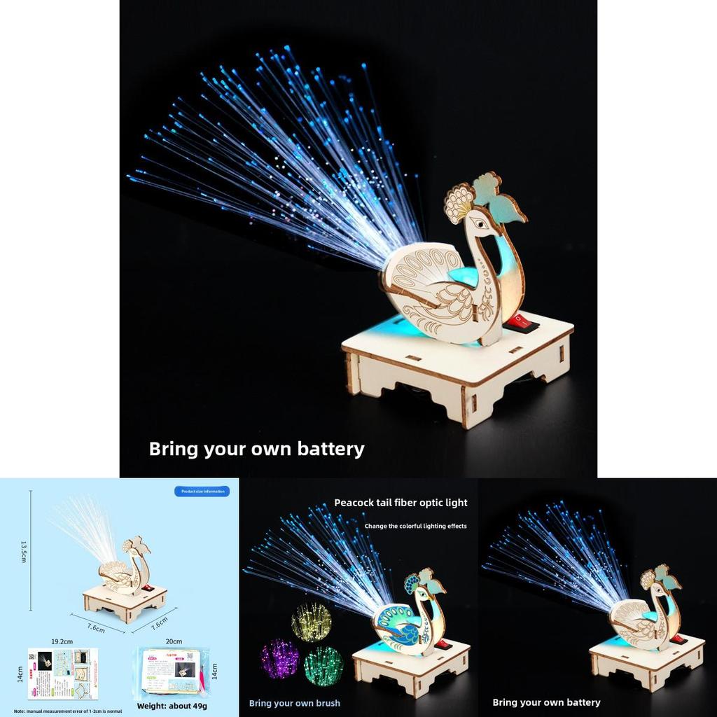 Science Experiment Fiber Optic Peacock Kit With Diy Electric Components For Childrens Educational Fun