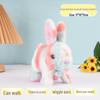 Plush Interactive White Rabbit Toy - Walking, Talking, Ear-Wiggling, Mouth-Moving Long-Haired Pet Simulation.