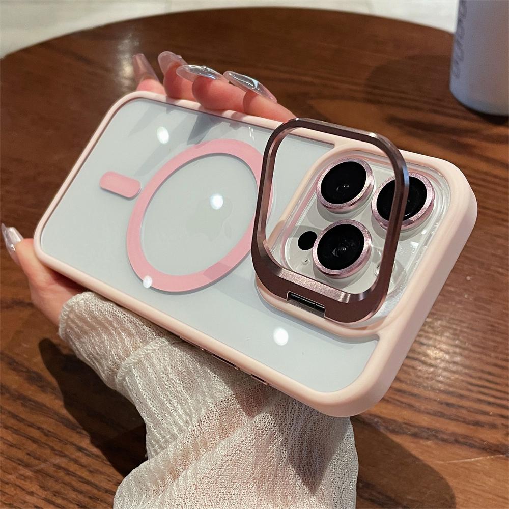 Magnetic Camera Stand Holder Clear For iPhone 15 14 13 12 11 Pro Max Plus For Magsafe Lens Mount Bracket Shockproof Cover Funda