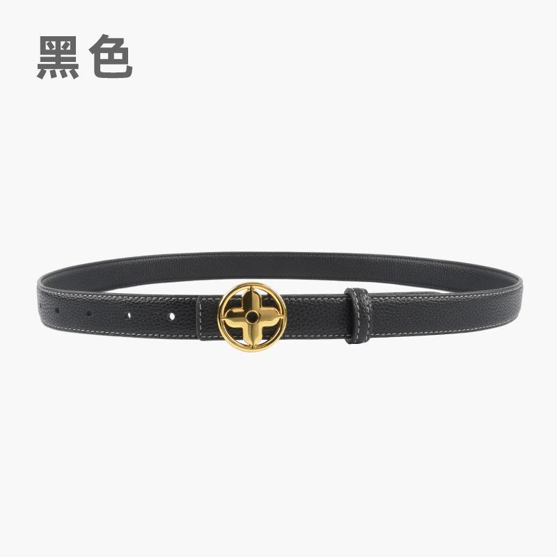 Lychee Pattern Can Be Used On Both Sides, First Layer Cowhide Leather Women'S Belt, Simple Belt With Jeans Casual Pants