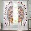 Indian Chief Dog Luxury Tulle Curtains Modern Living Room Kitchen Chiffon Curtain Bedroom Sheer Valance Curtain