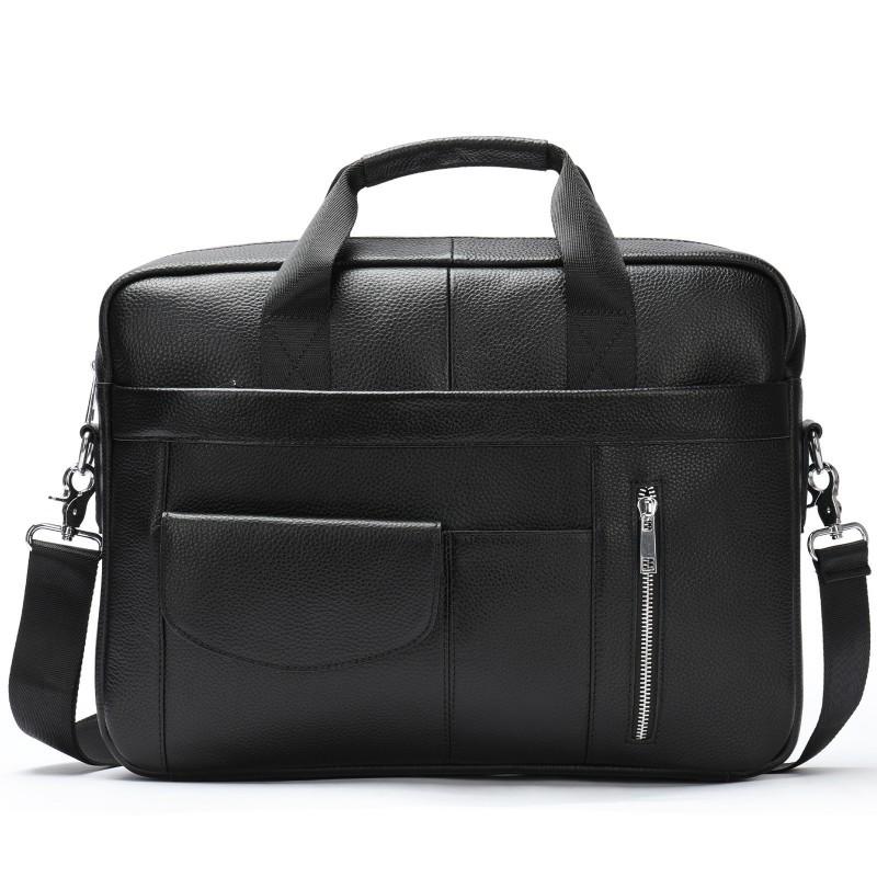 Genuine Leather Men s Business Briefcase Large Capacity Laptop Office Bag First Layer Cowhide Cost-Effective Handbag