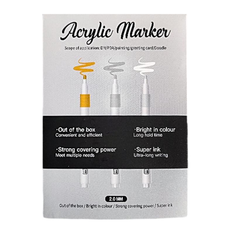 9 Stück Acrylfarbmarker mit Metallic-Finish, wasserfestes Schichtdesign für Künstler, Nachtskizzieren, Kunststoff-Kunstwerkzeuge