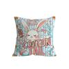 Easter Bunny Pillow Cover, Printed With Colorful Lights And Easter Eggs, Featuring Letters; A Decorative Cushion For Home And Sofa.
