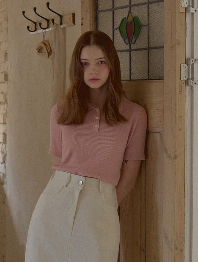 Teuwi Daiji Collar Button Short Sleeve Knit